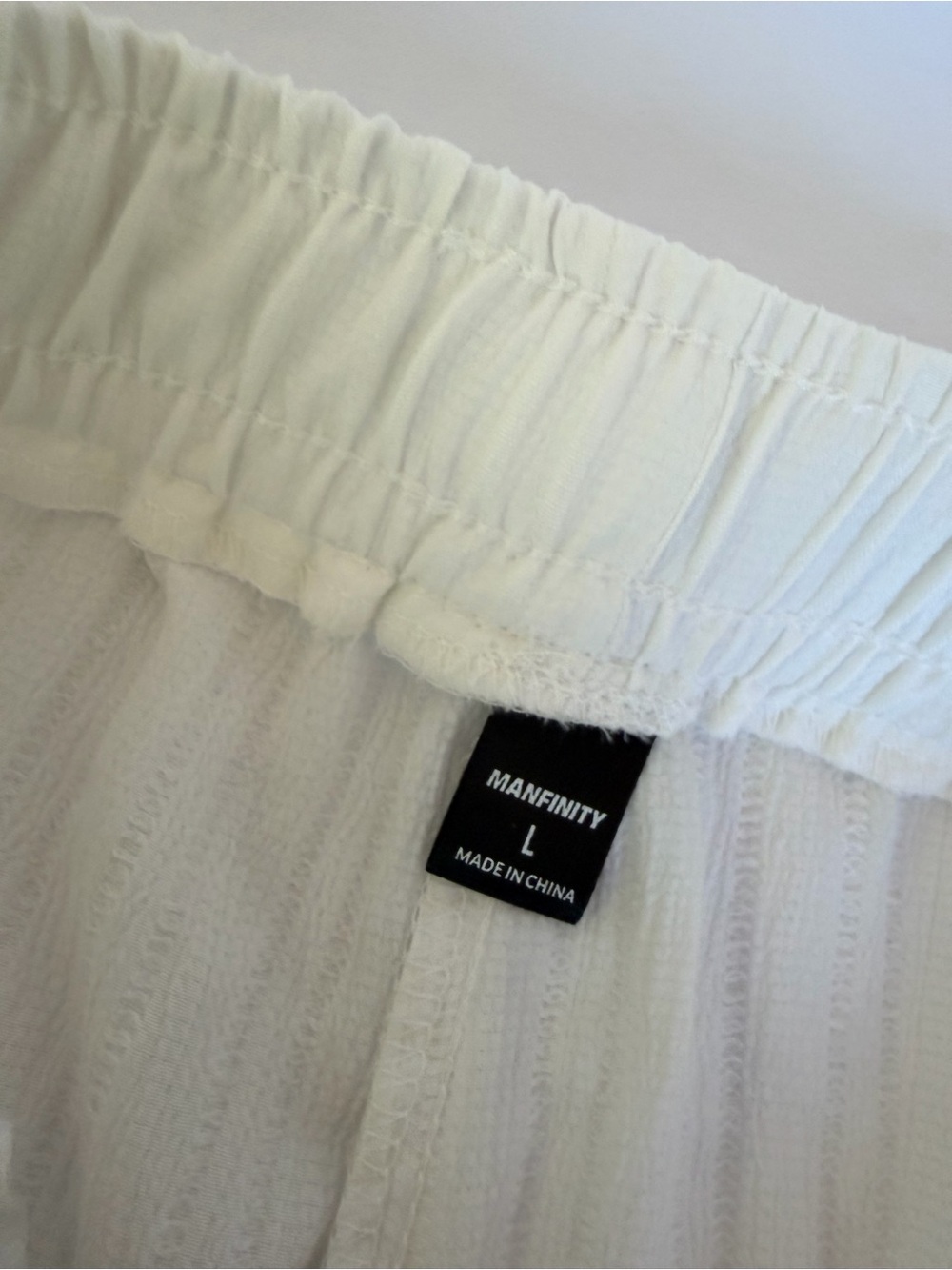 NWOT Manfinity White Gauze Style Textured Collared Shirt & Shorts Set - Picture 5 of 7